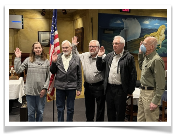 2022 Officers - Pictured are MaryAnn Hartl, Jesse Bowen, Clint Rahn, John Katzenmayer and Tenney Ford being sworn in.