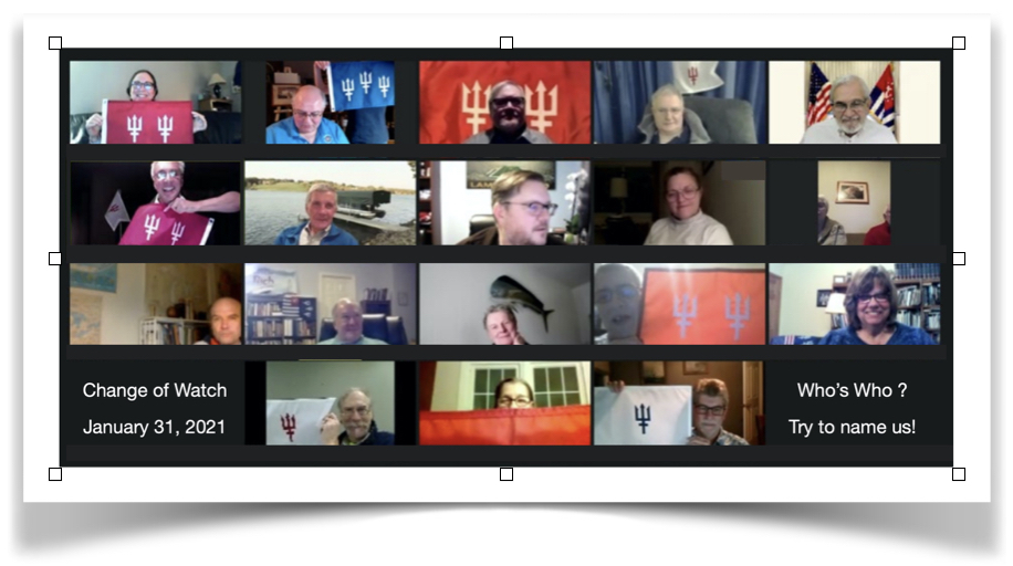 Pictured is a thumbnail version of the gallery view of the 2021 Change of Watch attendees.
