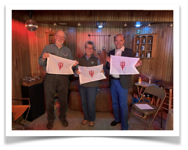 Flag Presentation 2022 - Pictured are Tom Parkinson, Lori Miller and Ty Liles receiving their lieutenant flags.